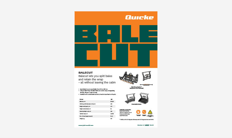 Balecut Spec Sheet Design for Quicke, JOST (Germany)